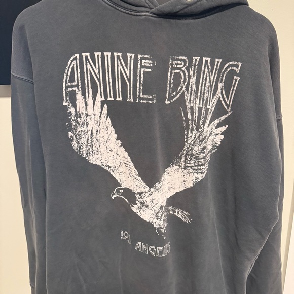ANINE BING Rowe Eagle Hoodie in Washed Black - Picture 3 of 6